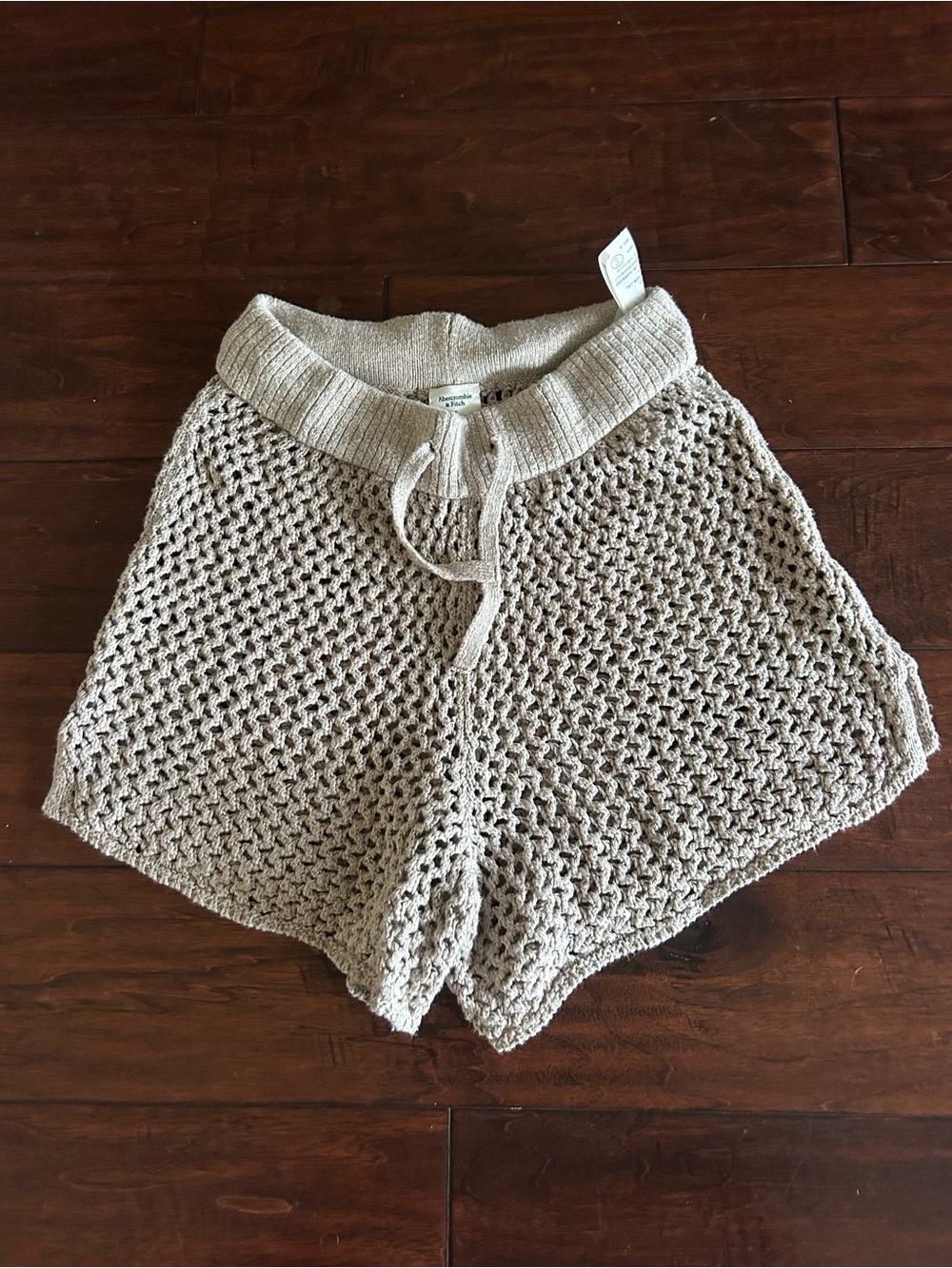Abercrombie Crochet Knit Drawstring in Light Beige S